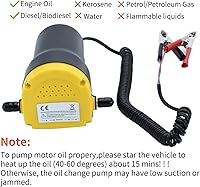 Vista 2 de Extractor de bomba de cambio de aceite de 60 W y 12 V, kit de bomba de transferencia de aceite de succión de líquido diésel para automóvil, moto