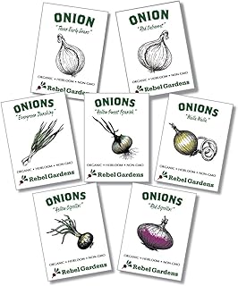 Sponsored Ad - Organic Onion Seeds - 7 Varieties of Heirloom and Non-GMO Red, Yellow, and Green Onions for Planting