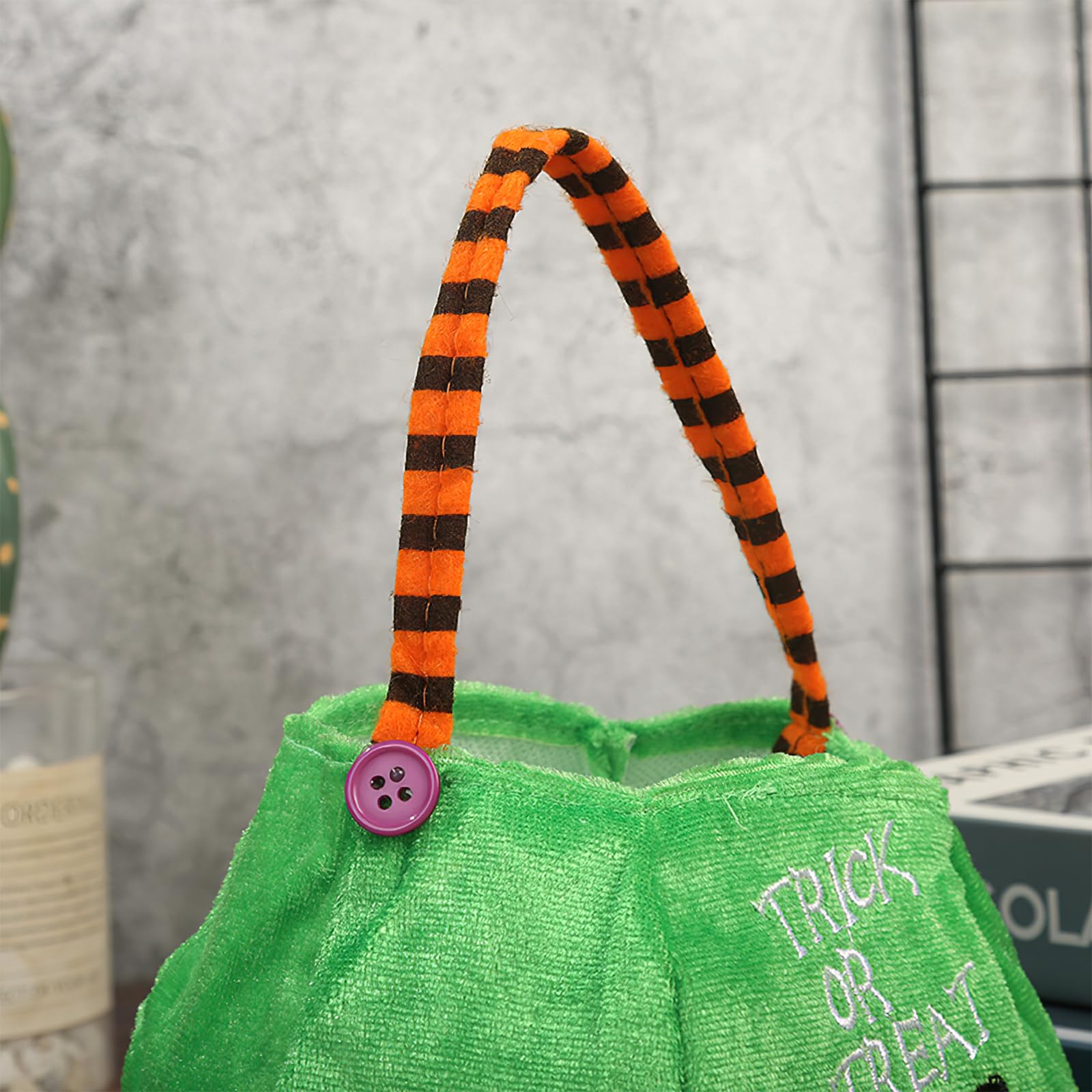 Generic 2 Pcs Halloween Pumpkin Candy Bags Hand-Held Pumpkin Cat Gift Cloth Bag Reusable Goody Trick or Treat Candy Bag for Party Favor Supplies, Green, Black