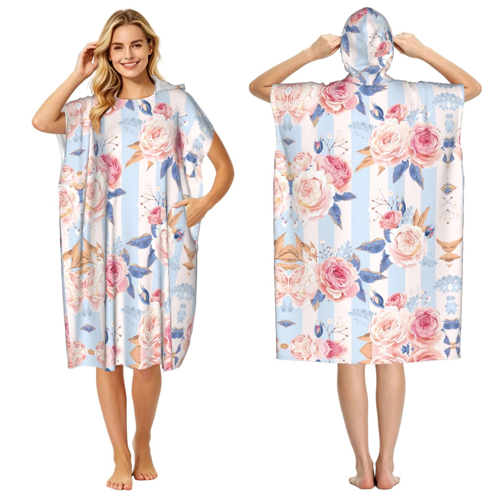 Peignoir à capuche mixte pour piscine et plage en tissu léger