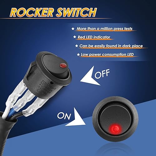 Miniatura 4 de Arnés de cableado con 2 cables, interruptor basculante Roador de 12 V 40 A, kit de cableado de fusibles de relé para barras de luz LED, vainas LED,