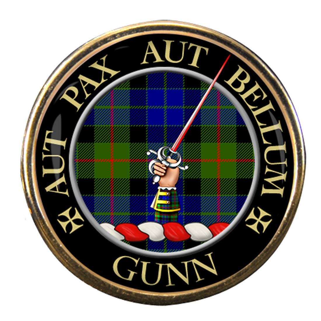 Family-Crests.com Men's Gold Gunn Scottish Clan Pin Badge