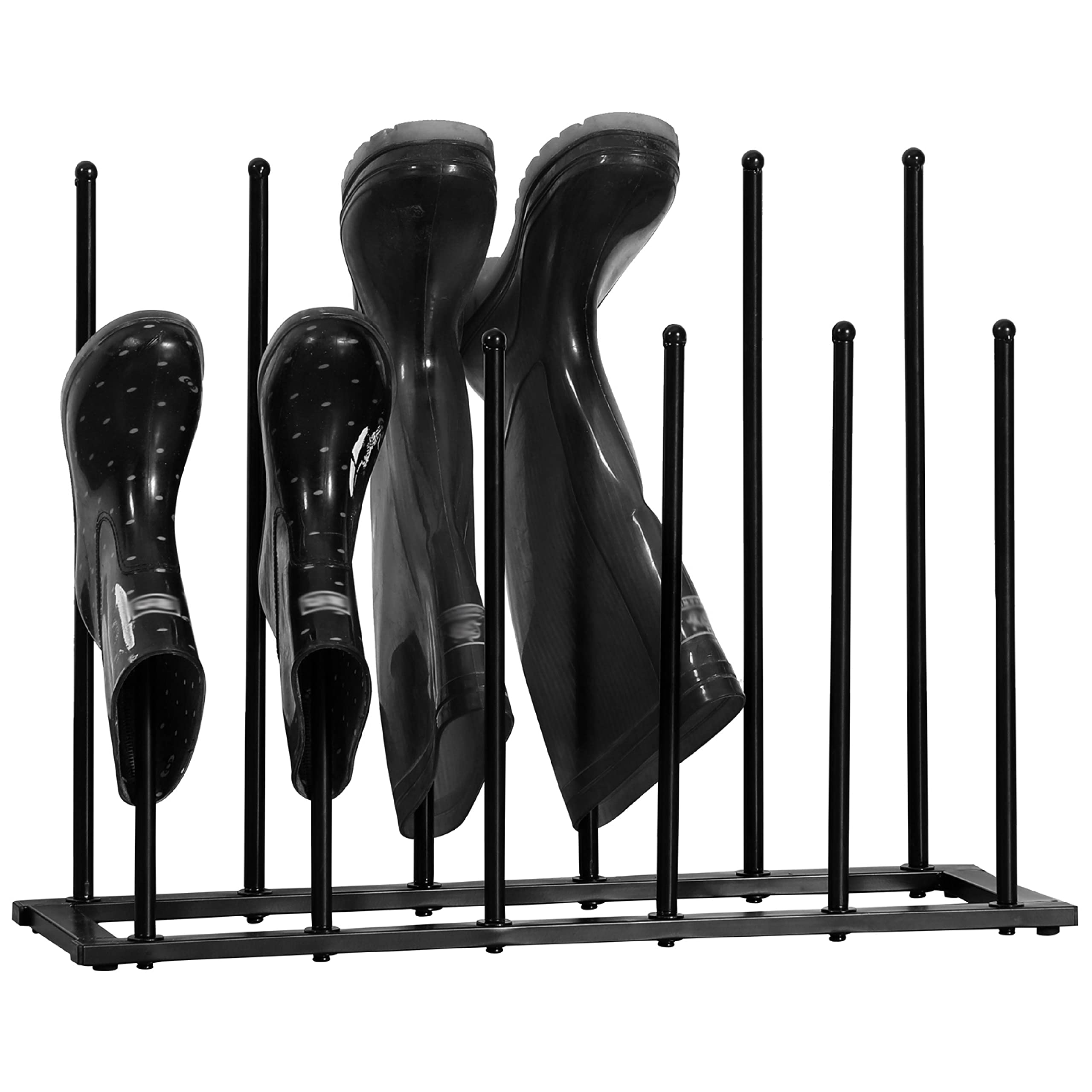 House of Home 6 Pair Welly and Boot Storage - Black Steel - 64x21x48.5cm