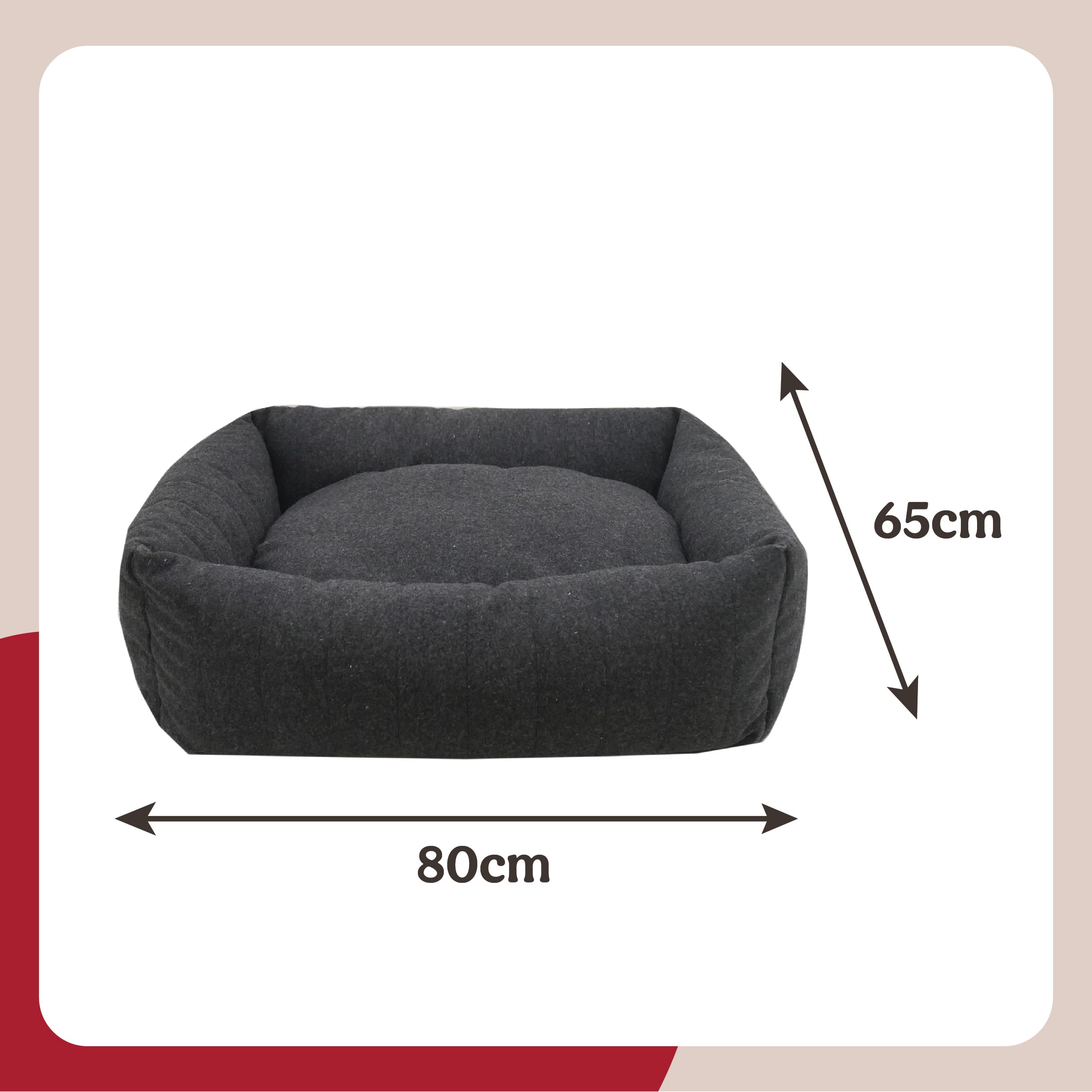 Rosewood Cama grande para perros para razas de perros más grandes, lavable a máquina, muy suave y acogedora, cama para perros ortopédica de espuma viscoelástica de 80 x 65 x 16 cm