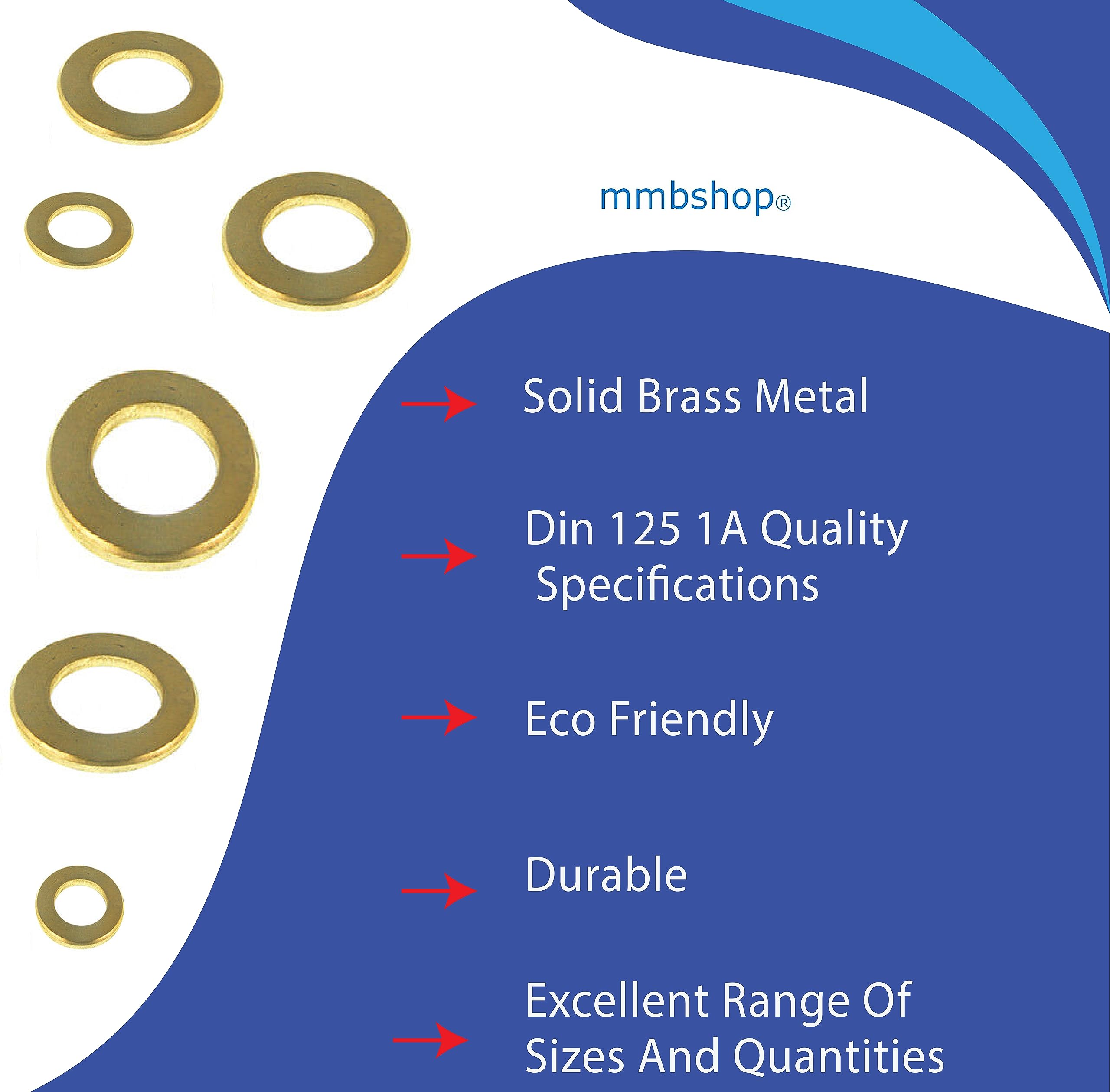 M3-12 Brass Washers, Form A Thick Flat washer Metal Grade Solid Brass. Various Sizes And Quantities M3 M4 M5 M6 M8 M10 M12 (50, M10) - Image 3