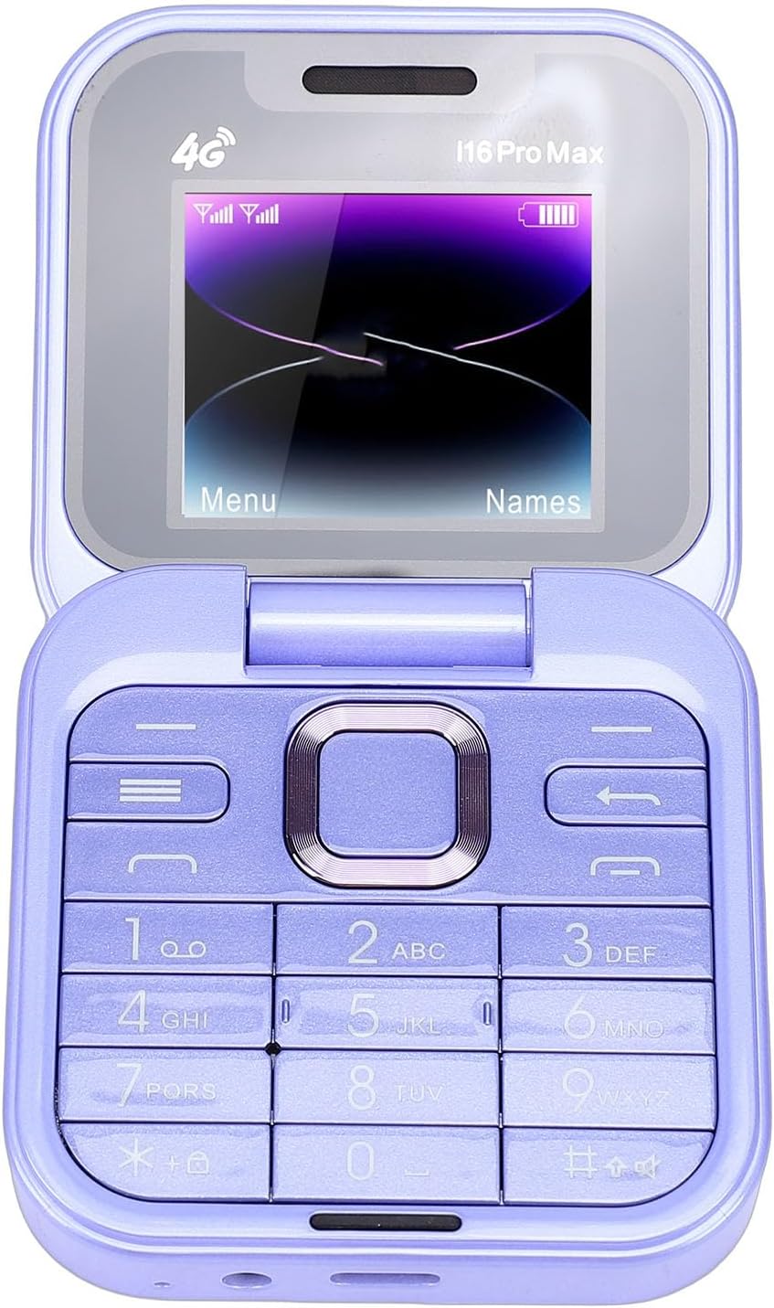4G LTE Flip Phone, 1.77 Inch Screen Dual SIM Unlocked Senior Phone with MP3 FM High Volume Speaker, for Travel Work Sports Everyday Use (Purple)