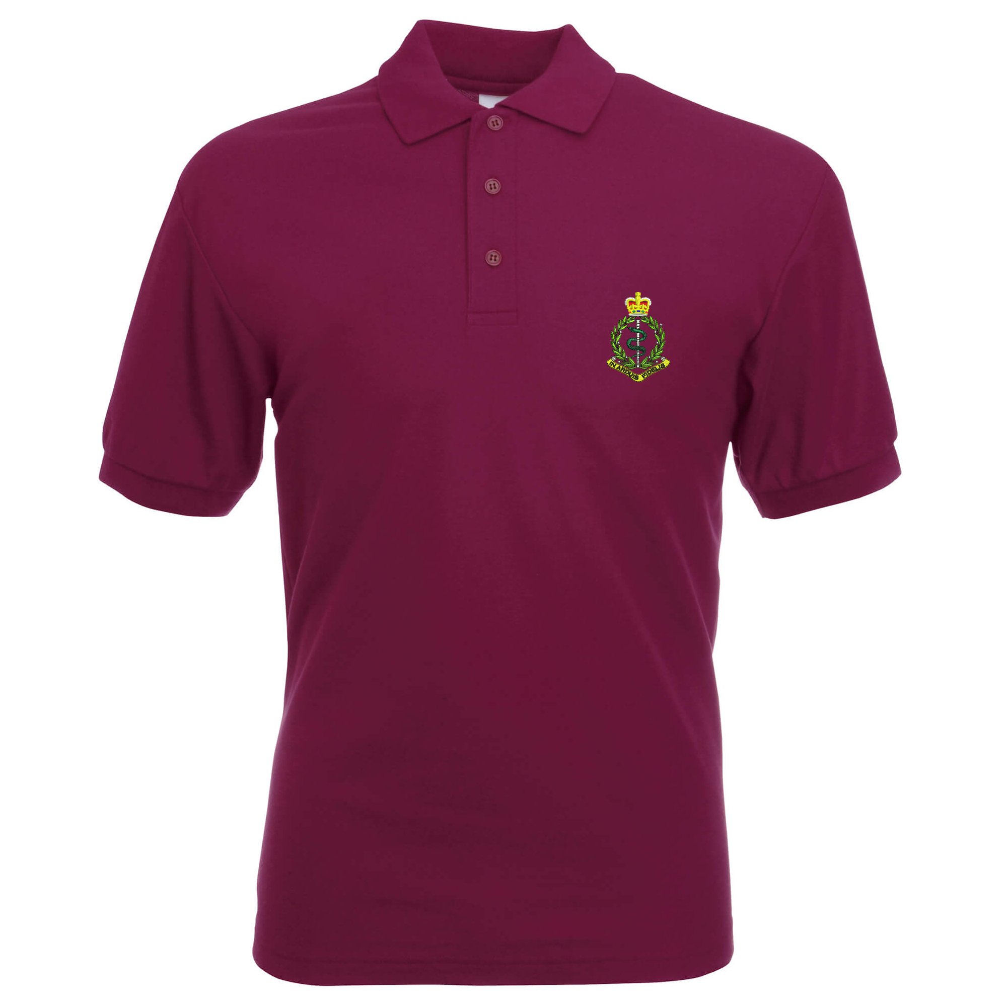 Pineapple Joe's Men's Burgundy Royal Army Medical Corps Embroidered Polo - Small