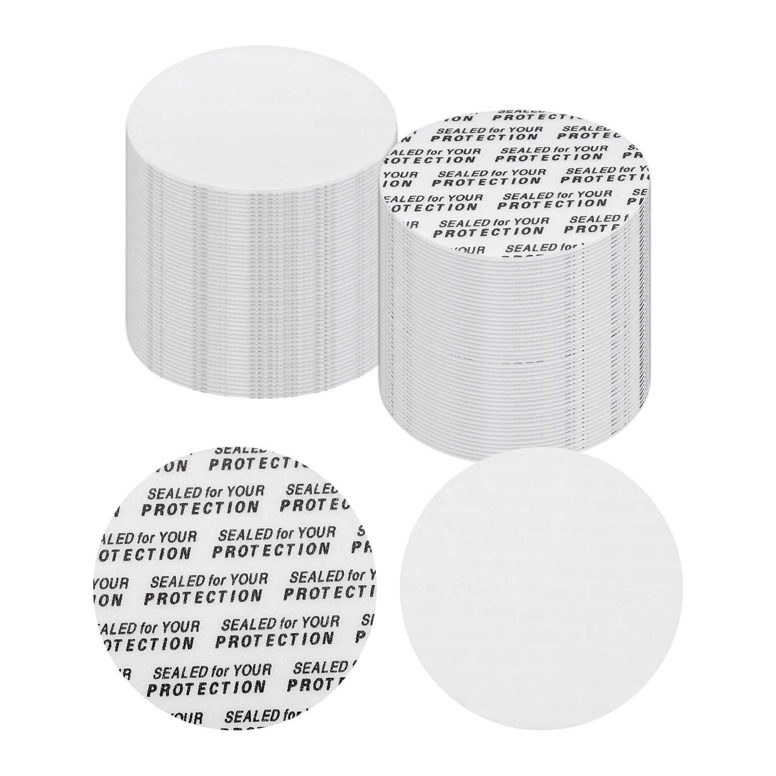 PATIKIL 41mm / 1.61" Foam Lid Liner, 100 Pcs Adhesive Round PS Pressure Sensitive Seals, Cap Liners Resistant Tamper for Plastic Glass Jar Bottle Cap Canning Vials Seals