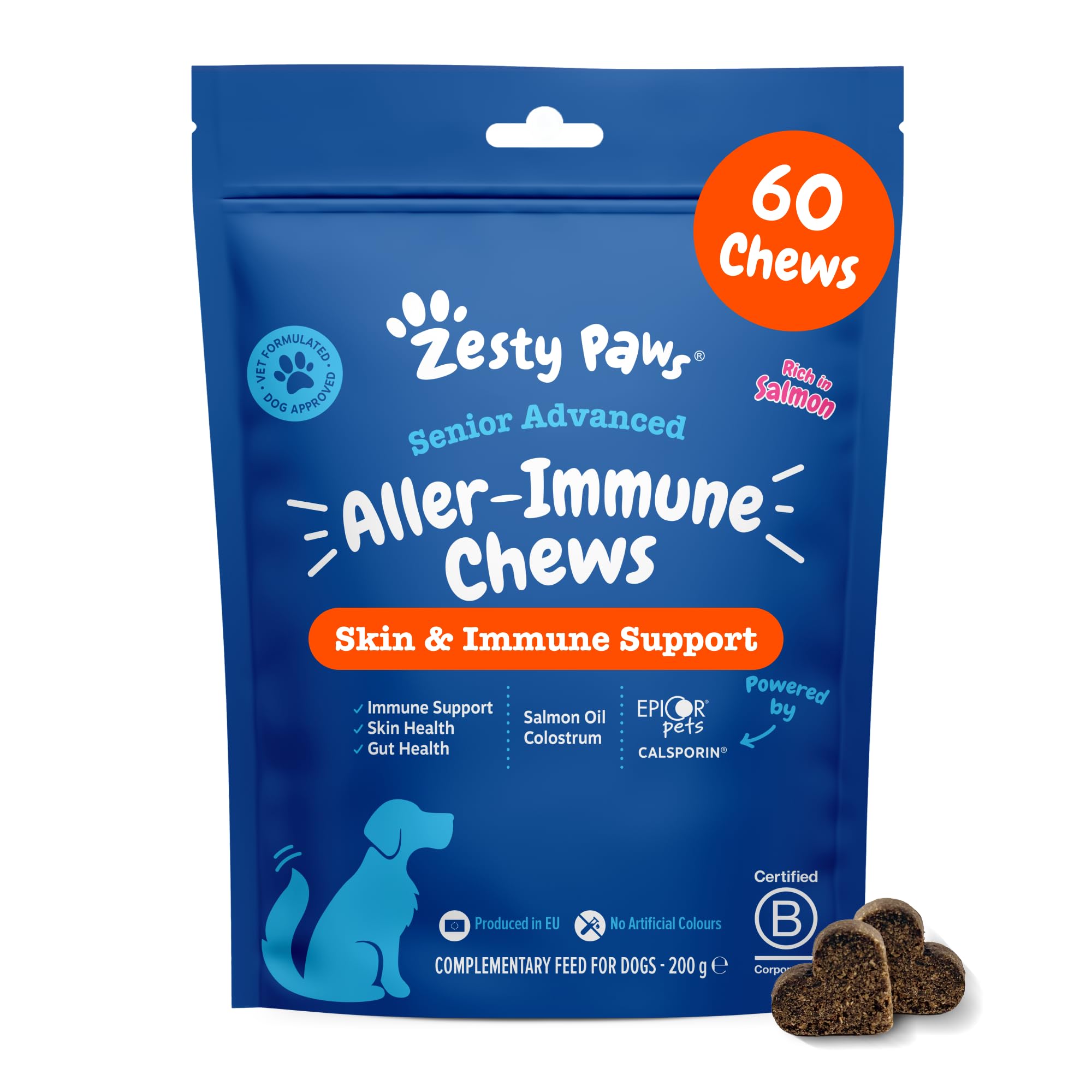 Zesty Paws Aller-Immune Chews for Dogs | Supports Immune Function, Helps Gut, Skin & Coat Health, For Itchy, Dry Skin | Contains Salmon Oil, Prebiotics, Probiotics, Vitamin A | Daily Use | 90 Chews — view 8