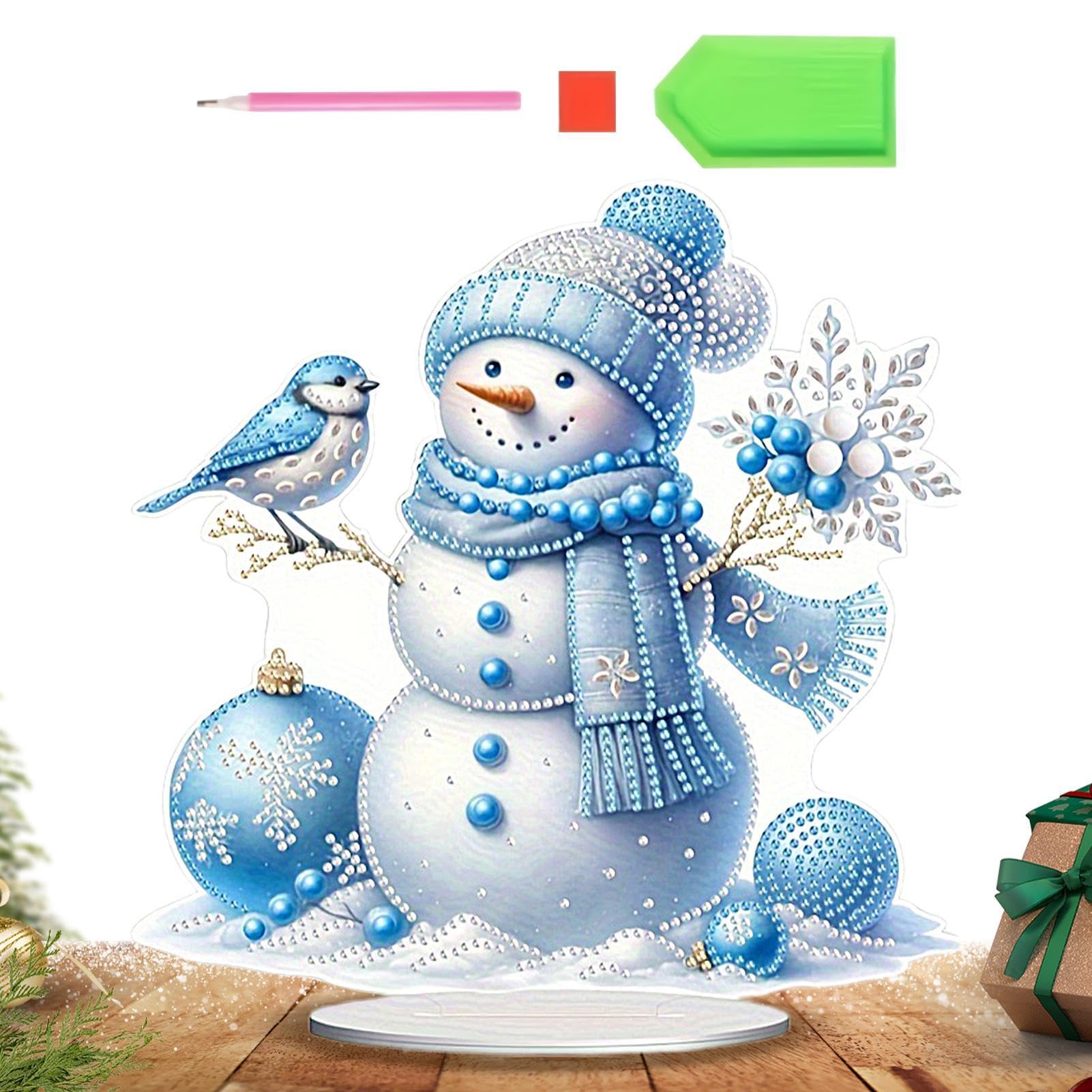de oficina de pintura de piedras preciosas, kit de pintura | artística de mesa - Tema de Navidad Crystal Gem Art Paint | de oficina para el salón de casa, arte en