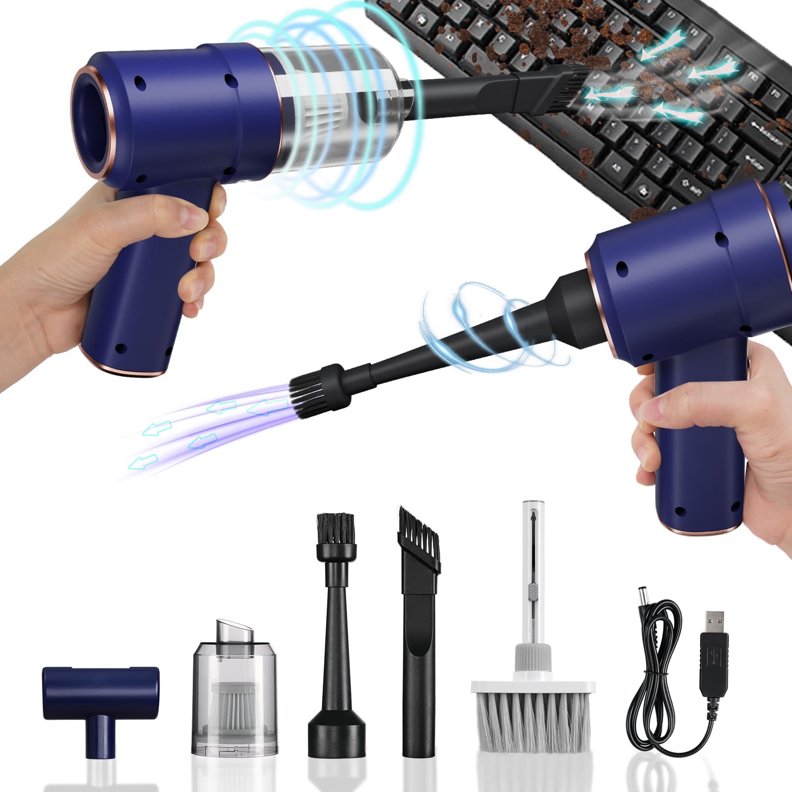 3-in-1 Electric Compressed Air Duster with Keyboard Cleaner Kit ...