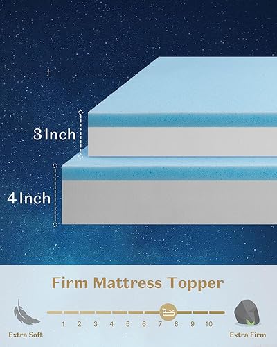 Miniatura 3 de BedStory Cubrecolchón firme tamaño individual  Cubrecolchón de espuma viscoelástica de 3 pulgadas  Protector de colchón de espuma de alta densidad