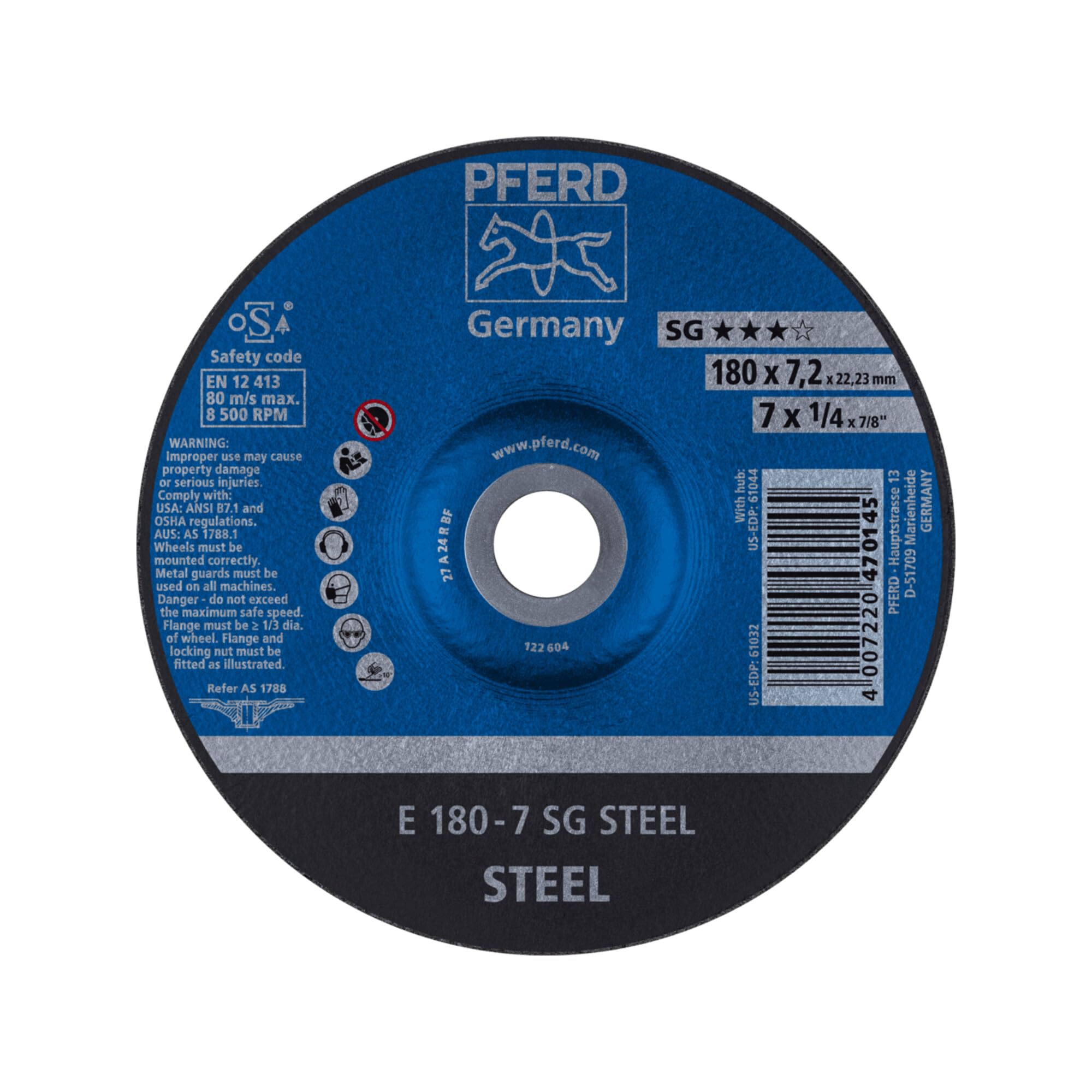 Disque à ébarber Pferd A24RSG de 178 x 7 mm multicolore pour meuleuse