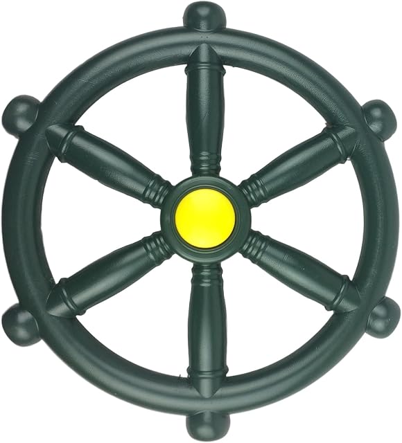 HIKS® Green Pirate Ship Steering Wheel 30cm, Ideal For Kids Childrens Climbing Frame, Tree House & Play House