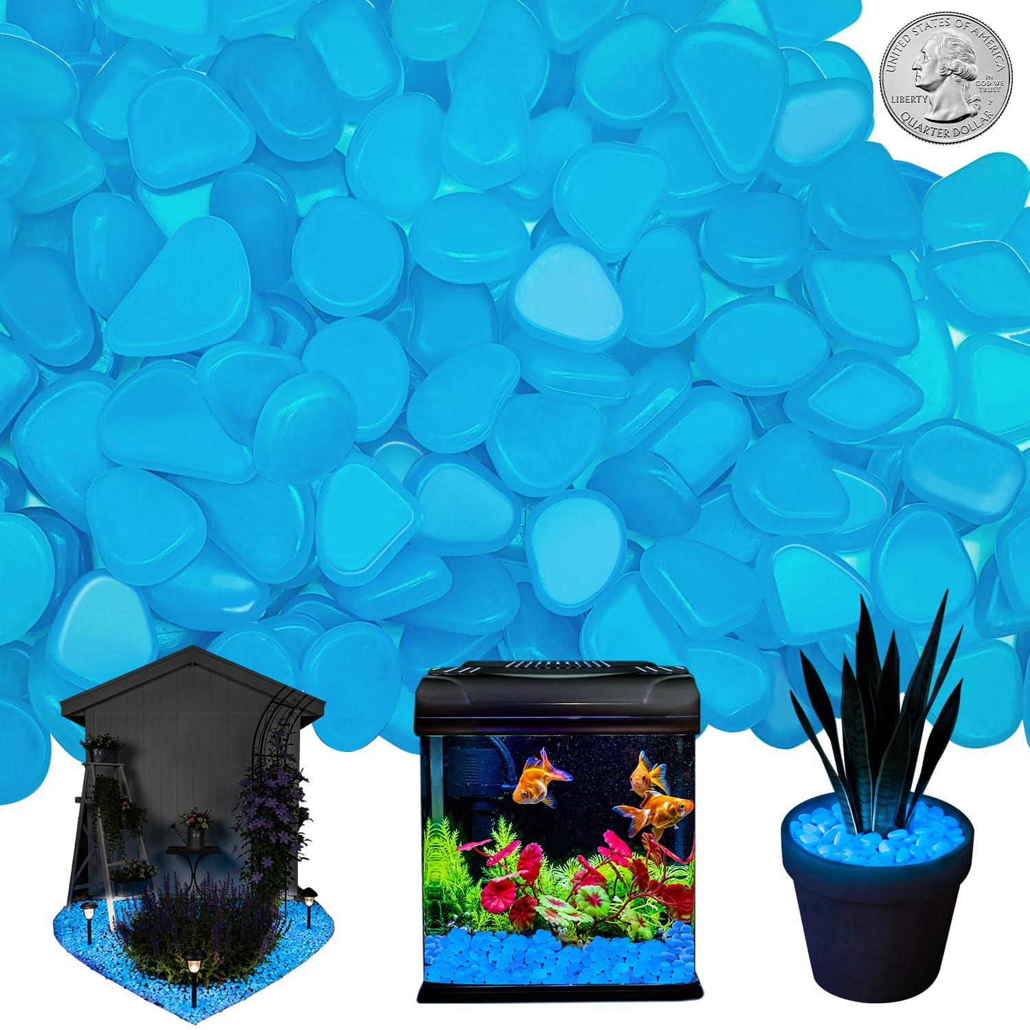 Amazon.com: NAMTSO Blue Glow in the Dark Rocks Outdoor Garden