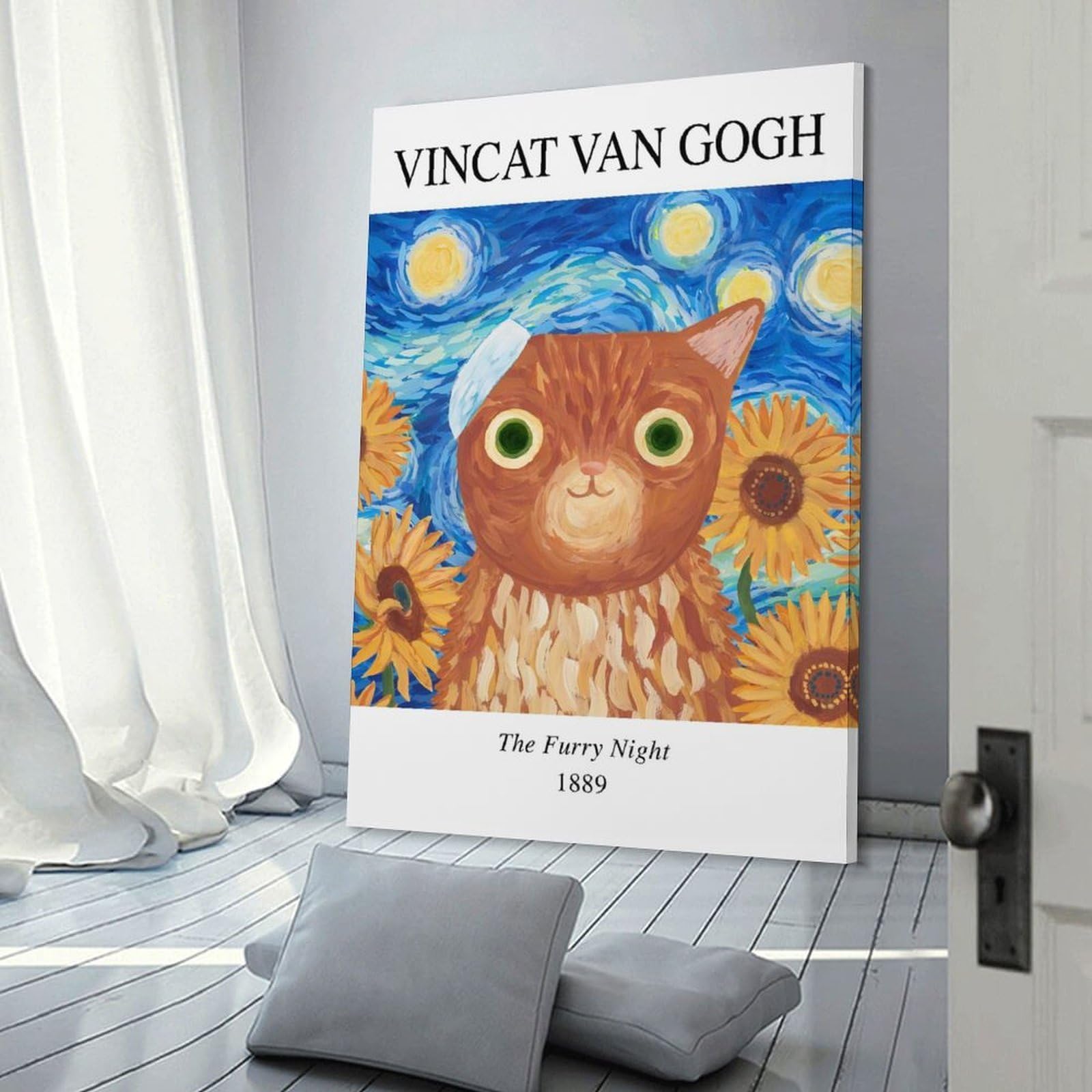 Junmoney Vincat Van Gogh Canvas Wall Decor, 24x36inch(60x90cm), for Office, Study Or Home Workspace, Wall Art That Adds Style to Work Areas