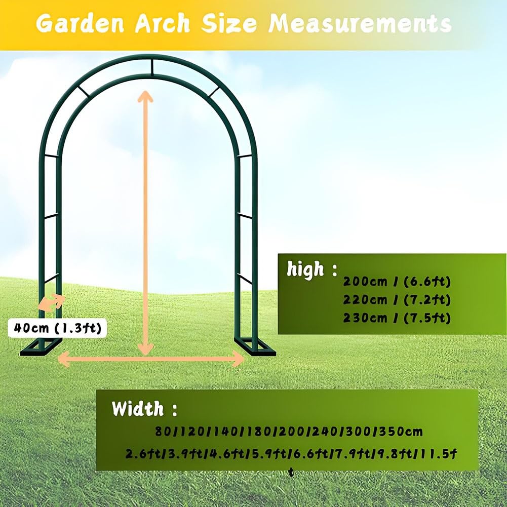 Arco da giardino in metallo, resistente alle intemperie, per rose, pergolato robusto, per piante rampicanti, pergolato per matrimoni, 0,8, 3,5 m, altezza regolabile, bianco (140 x 230 cm)