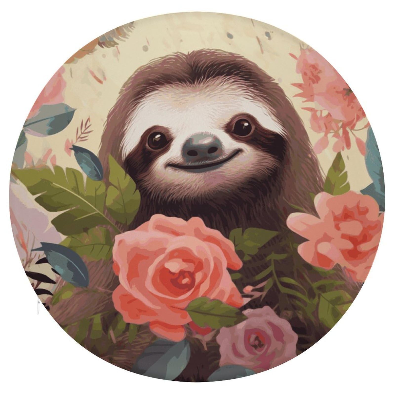Adfgyerh Style Sloth And Flowers Cushion Memory Foam Pillow Core，Seat Cushion Detachable Design，Chair Cushions Suitable For All Seasons, And Can Be Used In Offices, Dining Rooms, Homes, And Other Settings.