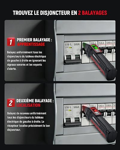 KAIWEETS Localisateur de Disjoncteurs avec Écran LCD 2,2", Testeur de Prise avec Test RCD, Détection de Tension NCV et Lampe Torche LED pour Électriciens et Particuliers - 4