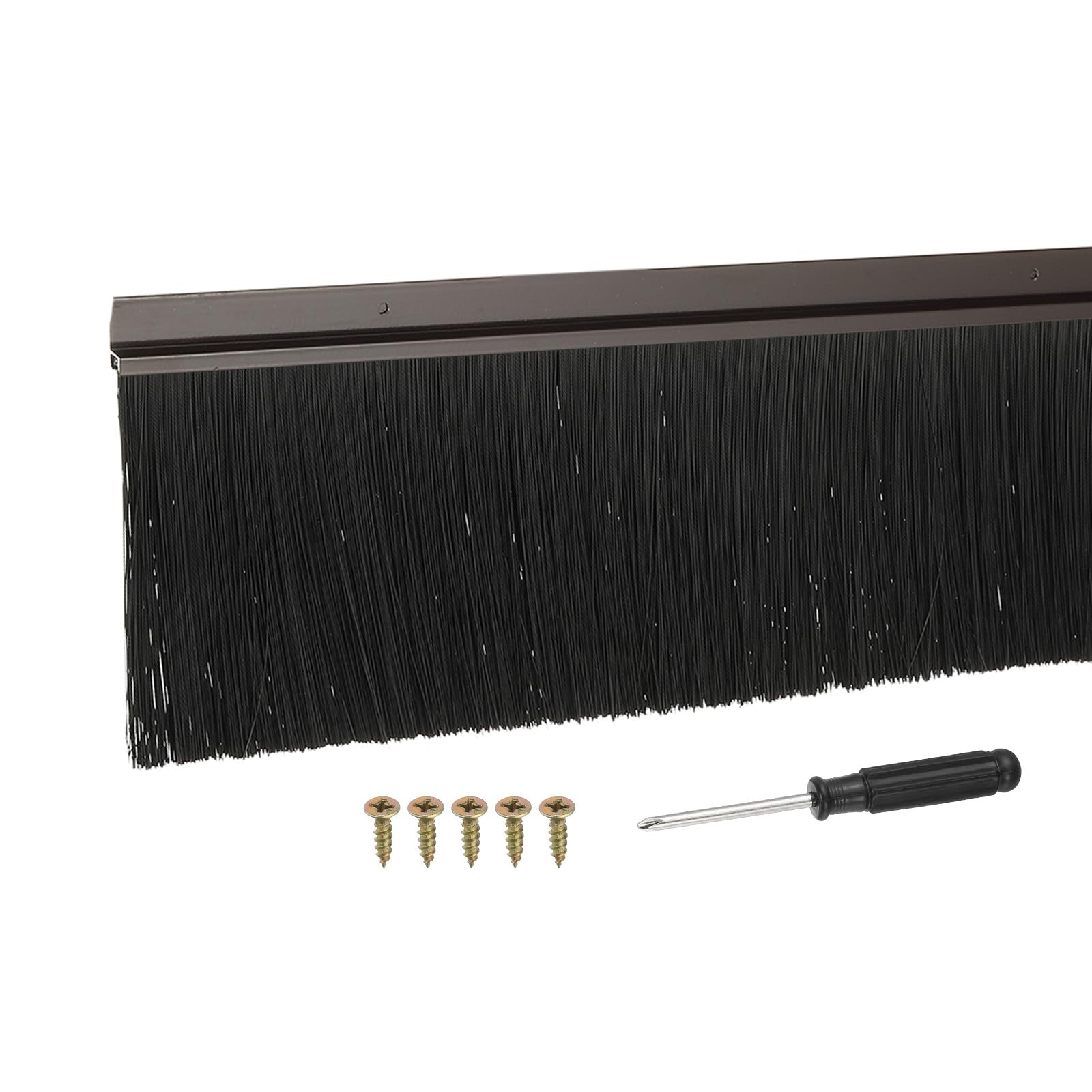 YELARXI Door Sweep Aluminum Alloy Brush Sweeps, 3.1 Inch Black PP Brush 39"L x 4.1"W Fit for Gaps of Door Bottom