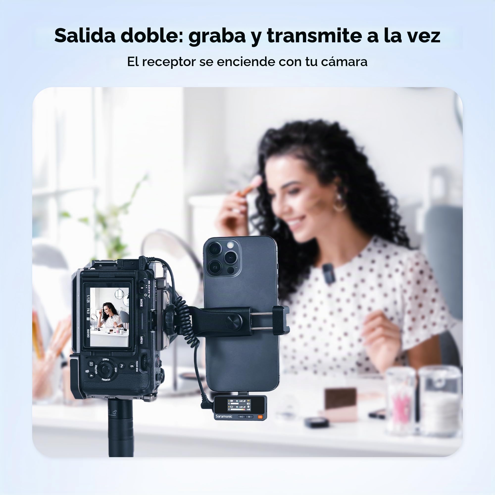 Saramonic Air Micrófono Lavalier inalámbrico para iPhone Android (2TX + USB-C RX + Funda de Carga), cancelación de Ruido, 300 m, Mini micrófono para Tiktok Youtube Live Stream, entrevista, Podcast