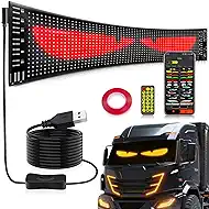 Pak Scrolling Advertising LED Sign, 23.4” x 4.7” Devil Eyes Light for Cars, Programmable Store Sign with Remote APP Control, Flexible Digital Display, DIY Text Pattern Animations for Shop Bar Hotel