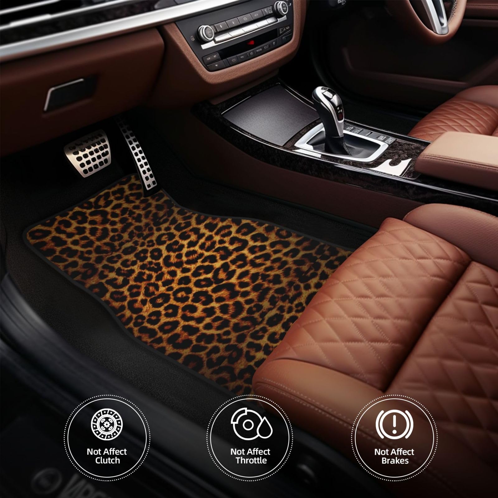 Dunkler Leopardenprint, 4er-Set Auto-Fußmatten, Neopren-Fußmatten für Fahrzeuge, rutschfeste Auto-Fußmatten, Autozubehör