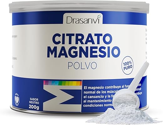 DRASANVI CITRATO DE MAGNESIO EN POLVO | Para el cansancio y la fatiga | Citrato de magnesio en polvo | Articulaciones fuertes | Sabor Neutro |200 Gr = 125 días | Magnesium Citrate