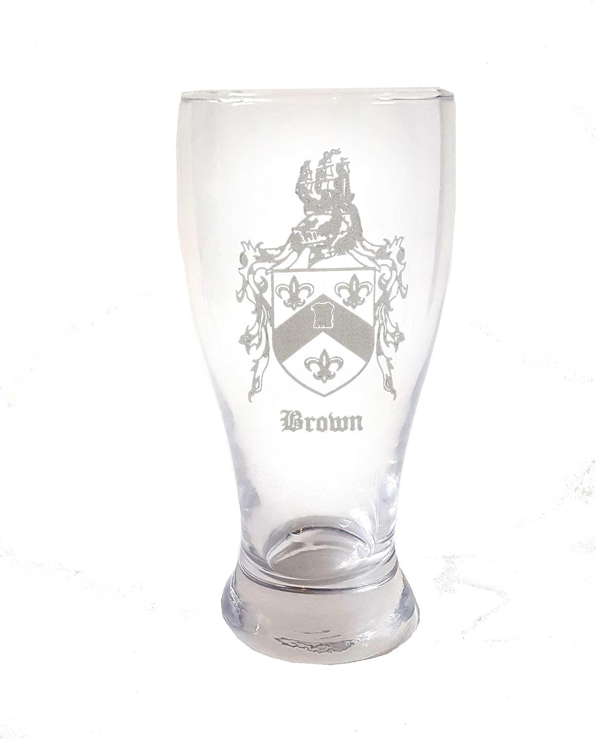 Custom Family Crest Pint Glass, Engraved Family Coat of Arms Beer Glass
