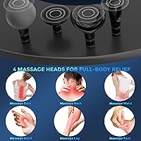 Vista 5 de Pistola de masaje de tejido profundo con mango de extensión, percusión profesional, masajeador de espalda 2 en 1 desmontable para aliviar el dolor