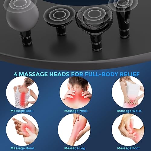 Miniatura 5 de Back Massager for Pain Relief Deep Tissue, 2-in-1 Detachable Forms Percussion Massage Gun, Massage Gun Deep Tissue with 4 Heads & 5 Intensity Levels