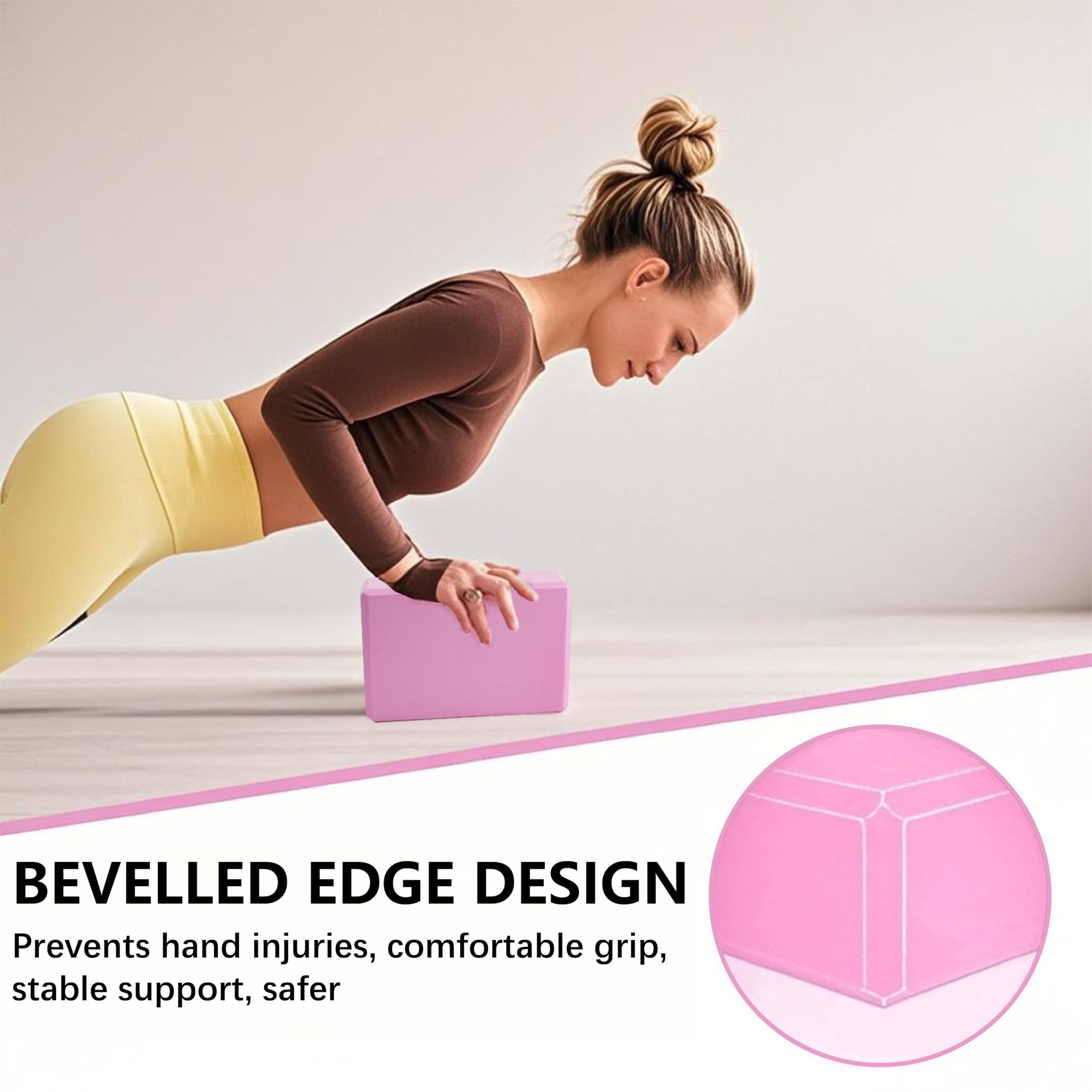 MAOMUN 6 Mattoncini Yoga Blocchi Yoga con Elastici Palestra e Cinghia, Antiscivolo Blocks, Leggero Mattoncini Mattoncino Pilates Essential Kit per Equilibrio Stretching Pilates