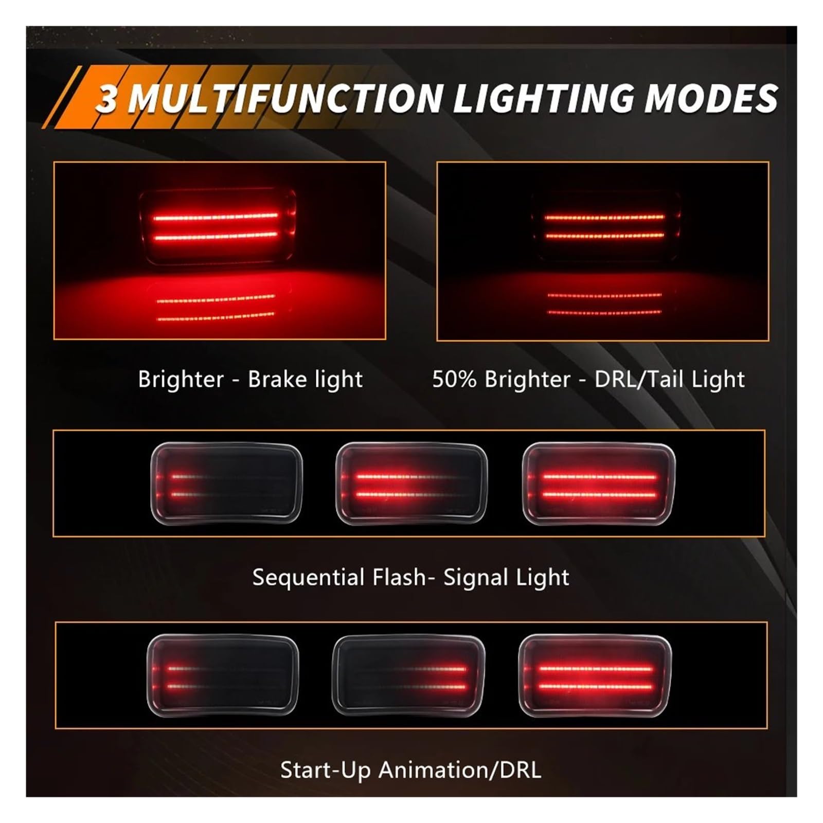 Lámpara Reflector Parachoques Trasero Para Mitsubishi Para Montero Sport 1999-2004 Luz De Freno Para Parachoques Trasero Luces Reflectoras Con LED Rojo(Smoked Lens Red LED)