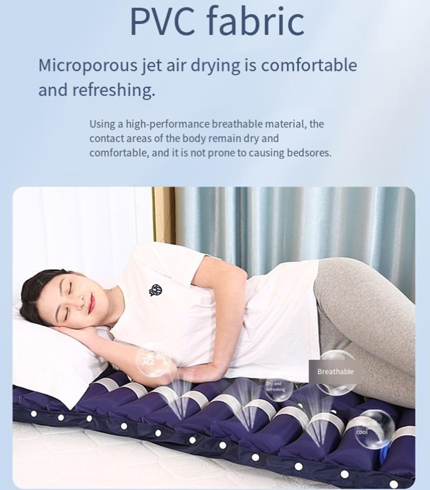 BLUEZY Materasso Antidecubito, Materasso Anti-Piaghe da Decubito, Materasso Ad Aria con Bolle Alternate E Pompa Regolabile, Impermeabile Traspirante Materasso per La Cura degli Anziani E