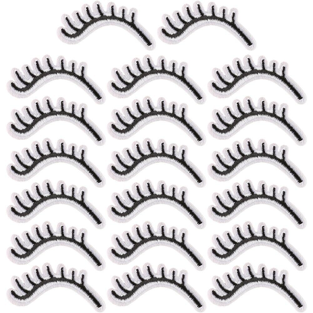 Luxylei 20pcs/lot Iron on Eyelash Patches Embroidered Clothes Backpack Socks Shoes Hats Stickers Sewing Fabric Appliques Supplier