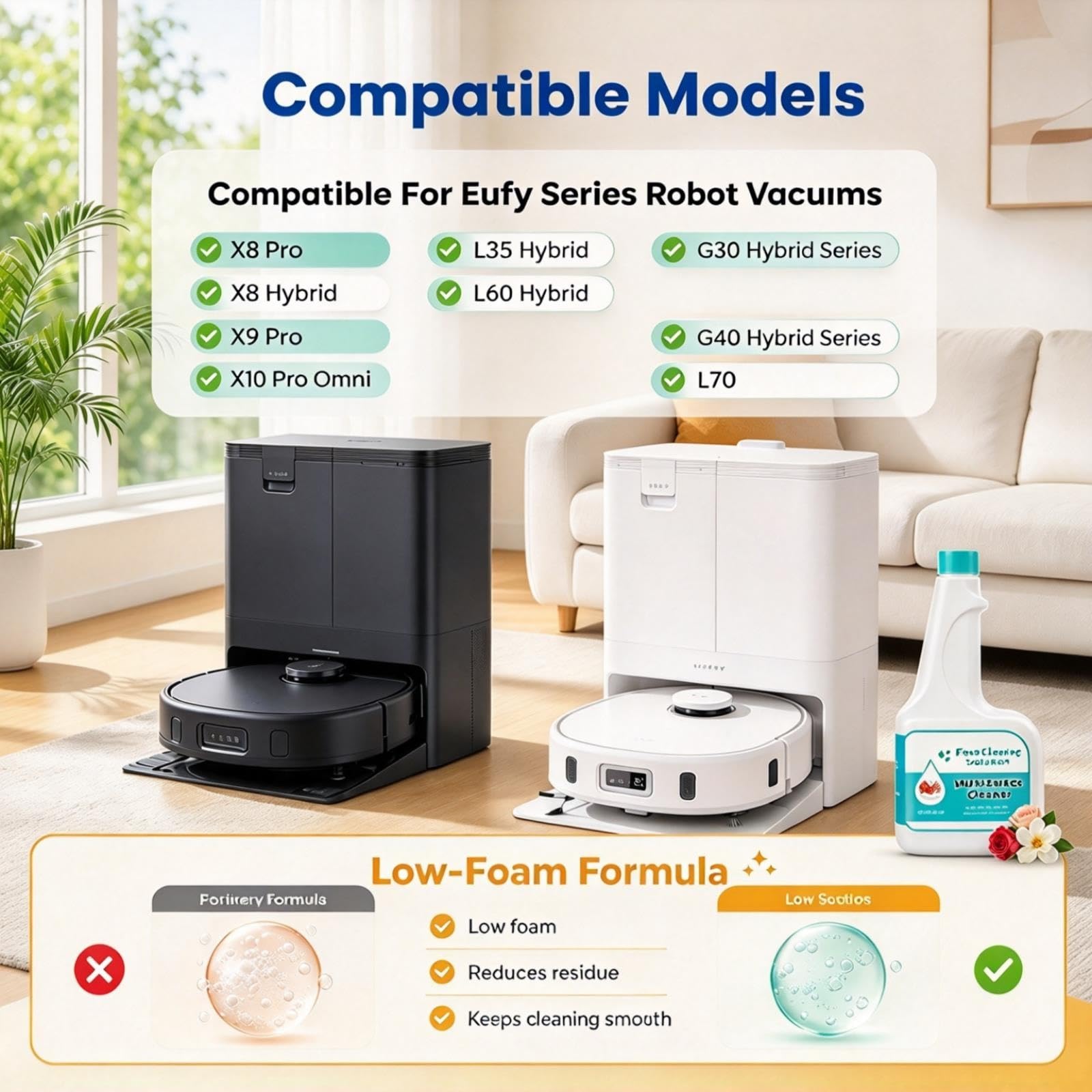 Solución Limpiadora De Suelos 473ml Compatible Con Eufy Robots Aspiradores