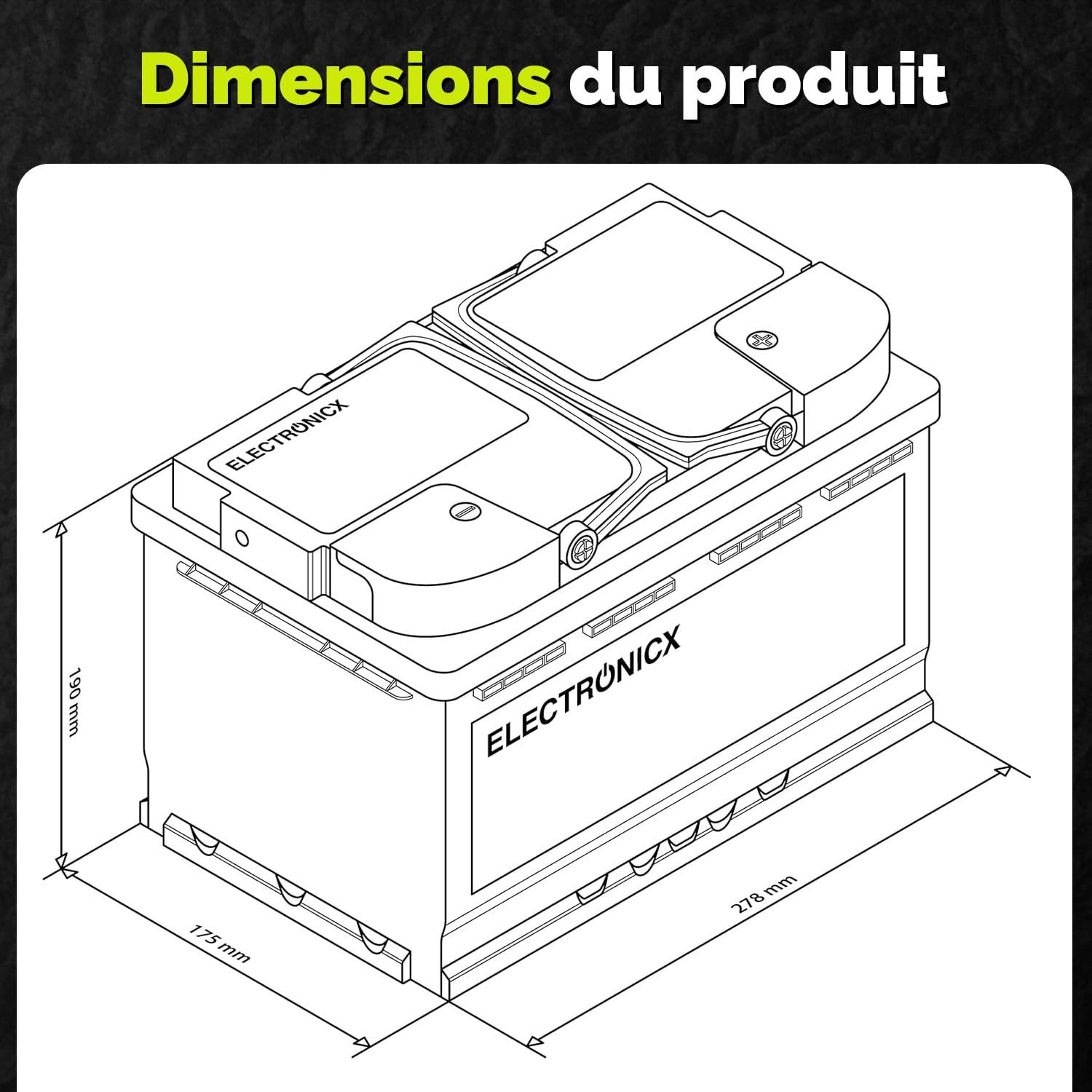 Electronicx Batterie AGM 12V 100Ah pour caravane – 100 ah Batterie auxiliaire étanche, sans entretien, à décharge profonde, pôle positif à droite – pour caravane, système solaire