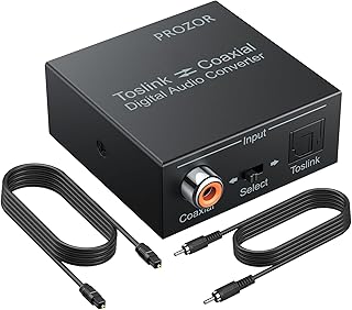PROZOR 192K Bi-Directional Coaxial Optical Converter, Optical SPDIF Toslink to Coaxial, or Coaxial to Optical SPDIF Toslink, Support DTS/Dolby-AC3, Bi-derectional Digital Splitter with Optical Cable