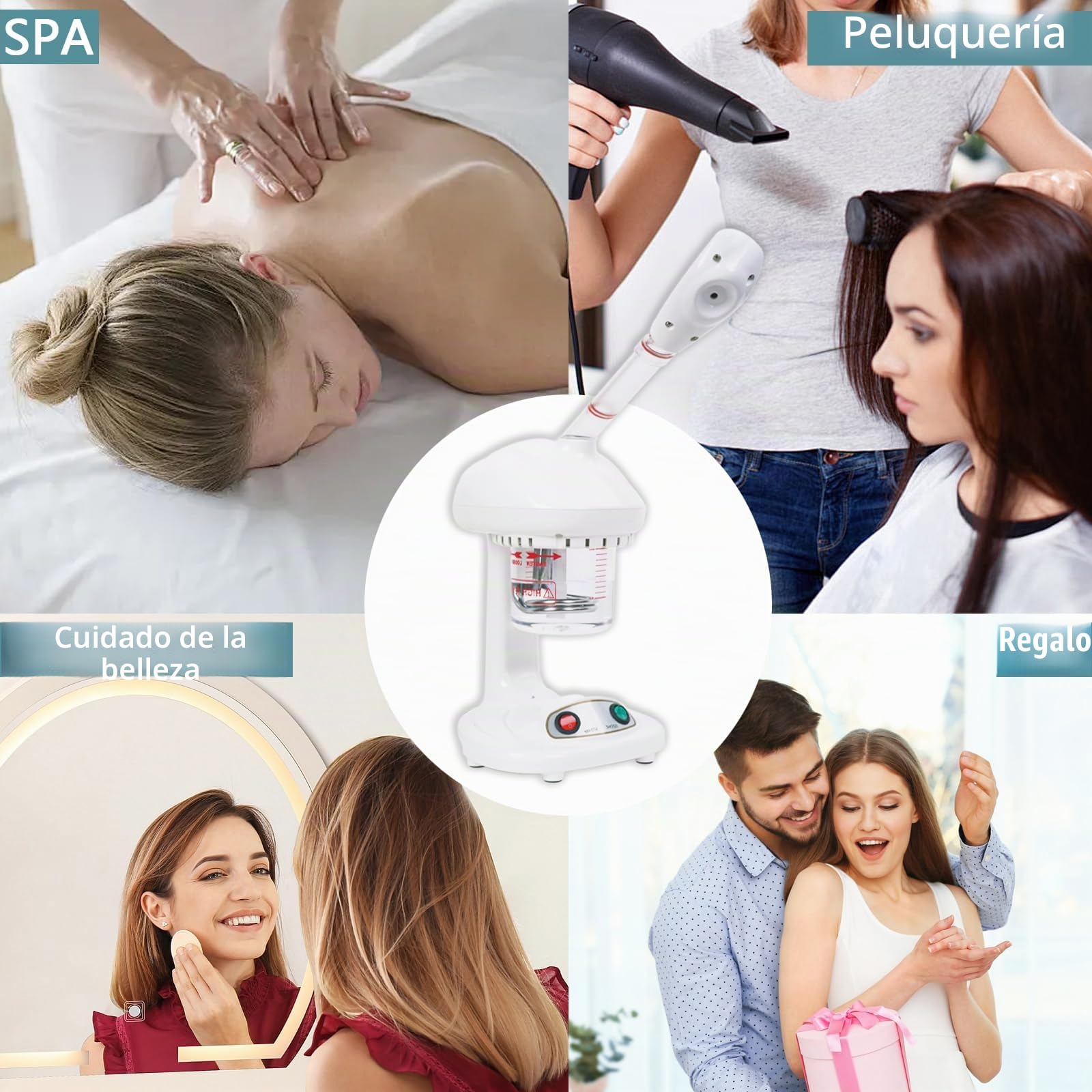 Vaporizador Facial Spray SPA Facial de Nano Iónico Hogareño, Destapar Poros, Humidificador Atomizador de Niebla Caliente, multifunción, con boquilla giratoria de 360 grados