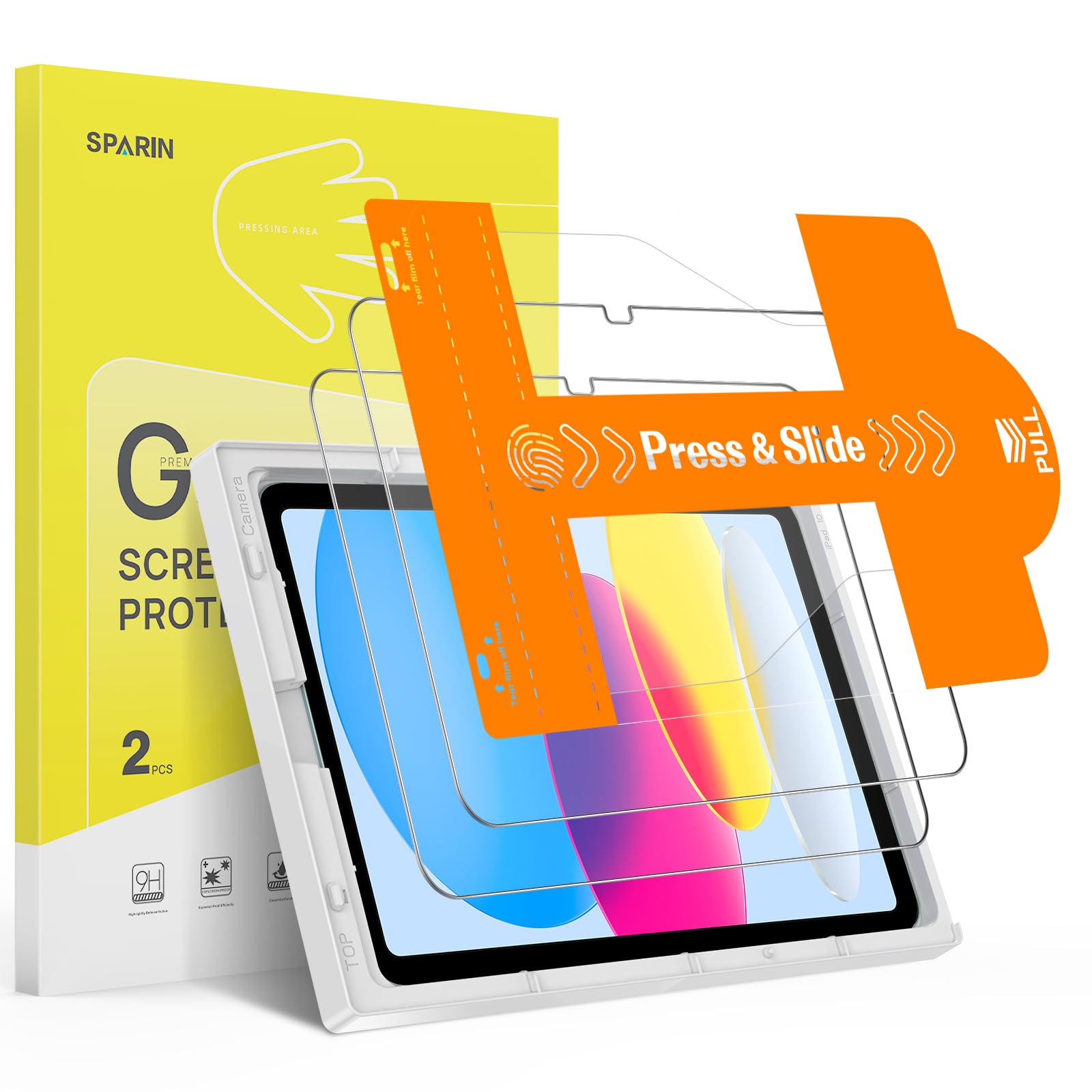 SPARIN 2 Stück Panzer Schutz Glas für iPad 11./10. Generation Schutzfolie, Auto-Installation, Displayschutz für iPad 11 Zoll (A16) 2025/10,9 Zoll 2022, Kratzfest, Bläschenfrei, HD-Klarheit Folie