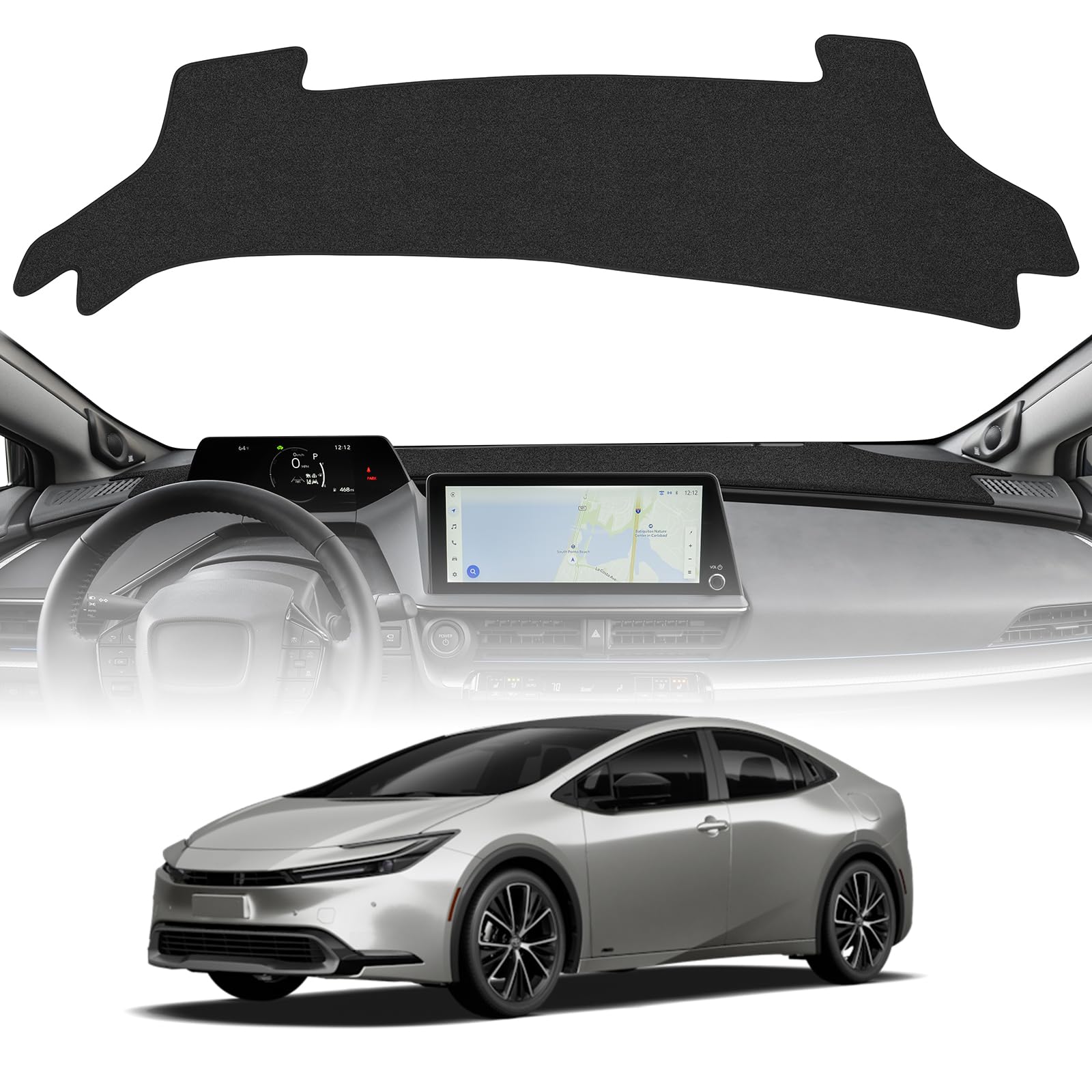 Cartist Copertura per cruscotto compatibile con Toyota Pruis 2023 2024 2025 Tappetino antiscivolo Protezione dai raggi UV