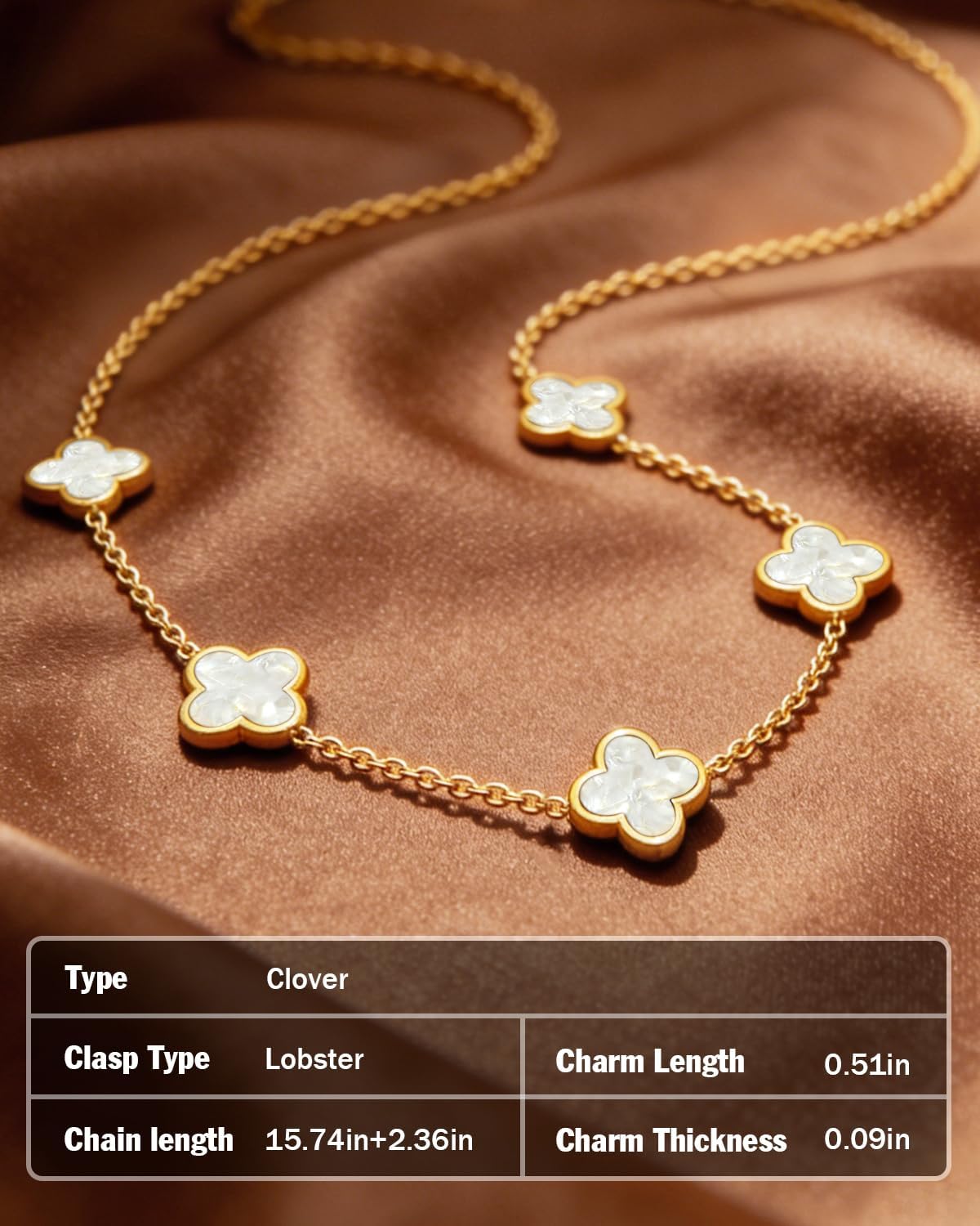 18K Gold/Silver Plated Four Leaf Clover Necklace Dainty Non Tarnish Gold Necklace f... - Image 5