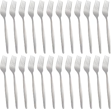 Argon Tableware Economy Stainless Steel Dinner Forks - 19.5cm - Pack of 24 - Silver Dining Forks High Polished Metal Dishwasher Safe 24-Piece Table Cutlery Set