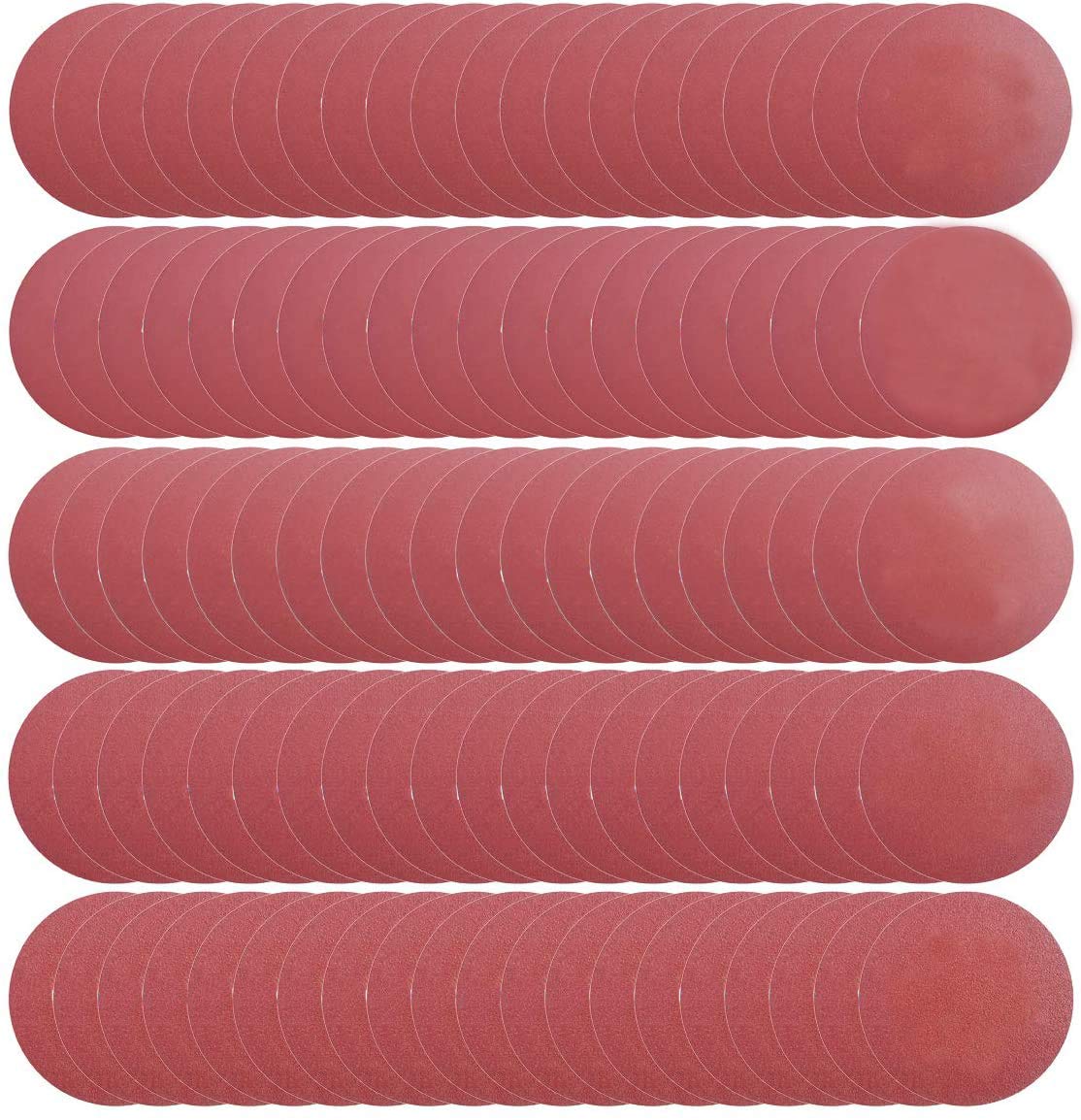 100 PCS 6 Inch No Hole Hook and Loop Sanding Disc Set- 60 80 120 240 400 Grit Sandpaper, 6" Aluminum Oxide Sander Paper for Random Orbit Sanders