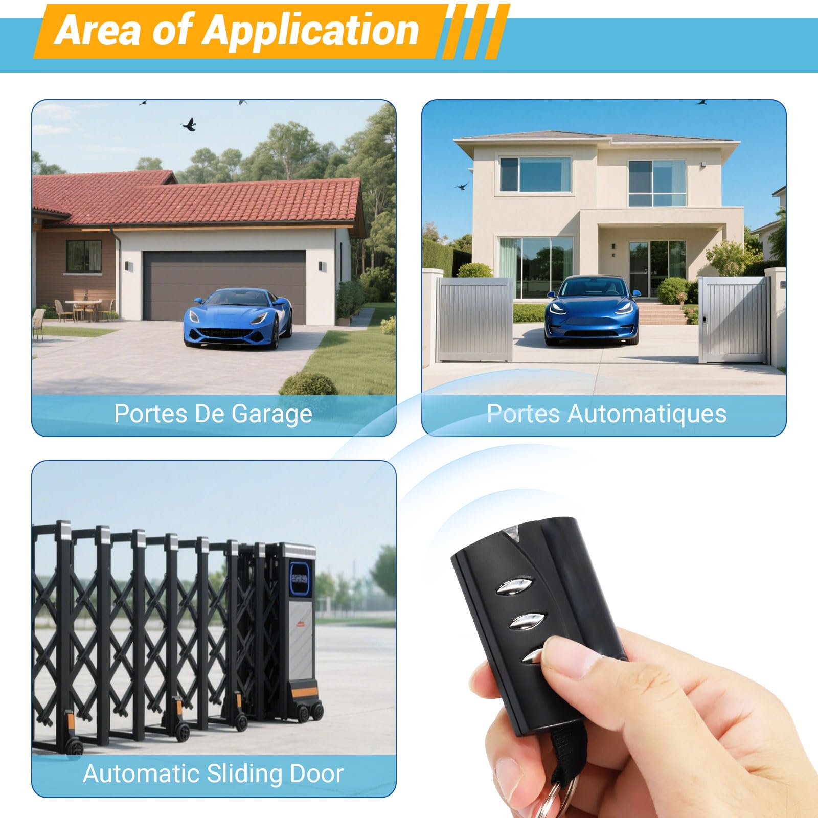 3PCS Mando Puerta Garaje 433.92 MHz, Mandos Puertas Automáticas Clonador Compatible con PUJOL Vario Black, Mars y Ocean, Mando Garaje Universal 3 Canales Fácil de Programar