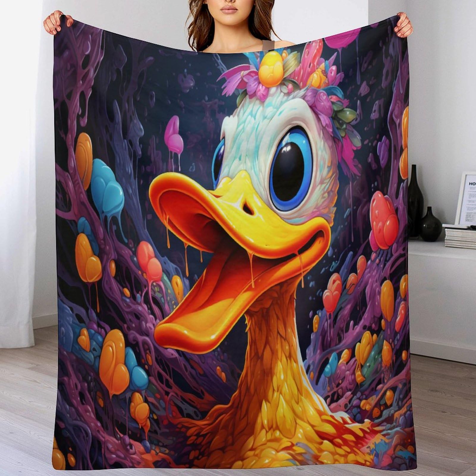 Plaid canard en polaire 140x180 cm jeté de canapé en flanelle de polyester