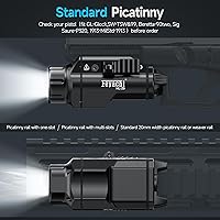 Vista 8 de Feyachi Linterna táctica – Linterna montada en riel de 1500 lúmenes, con 5 adaptadores intercambiables de riel Picatinny, se adapta a múltiples