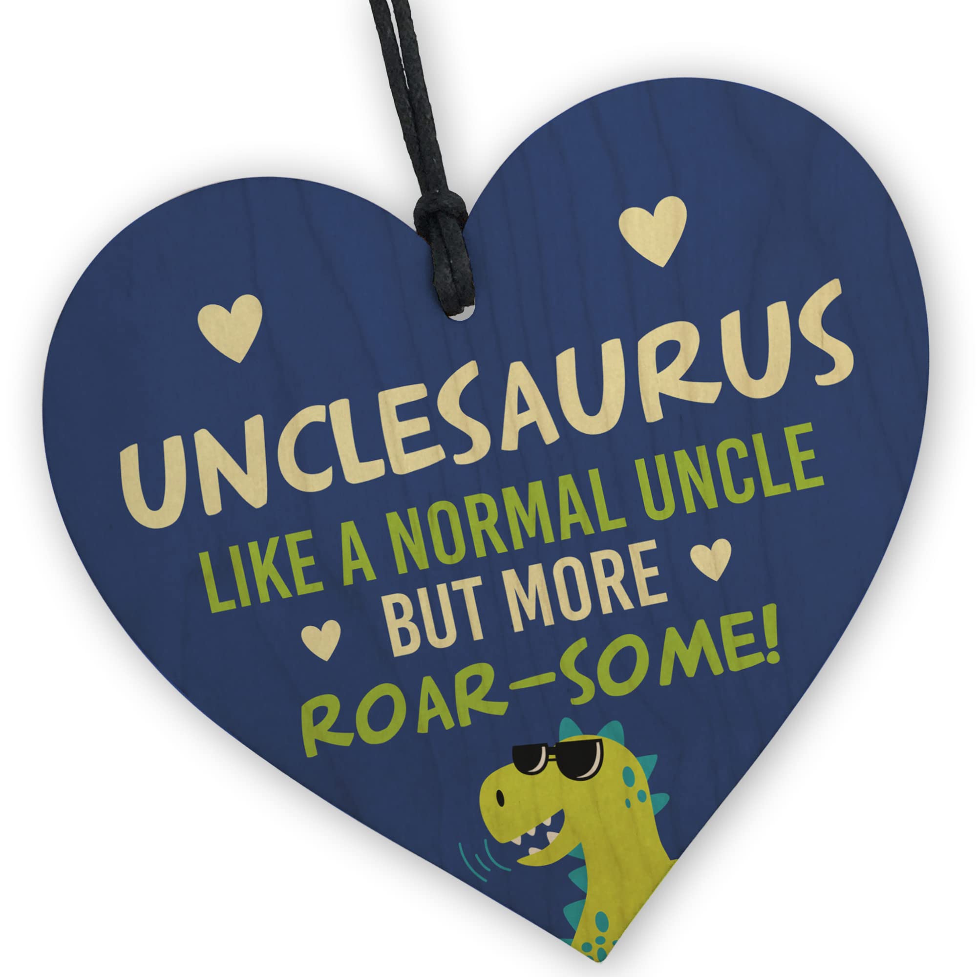 Red Ocean Unclesauras Wooden Heart, Like a Normal Uncle But More Roar-Some, Ideal for Uncle, Birthday, Christmas, Fathers Day Gift, Funny Gift for Any Occasion