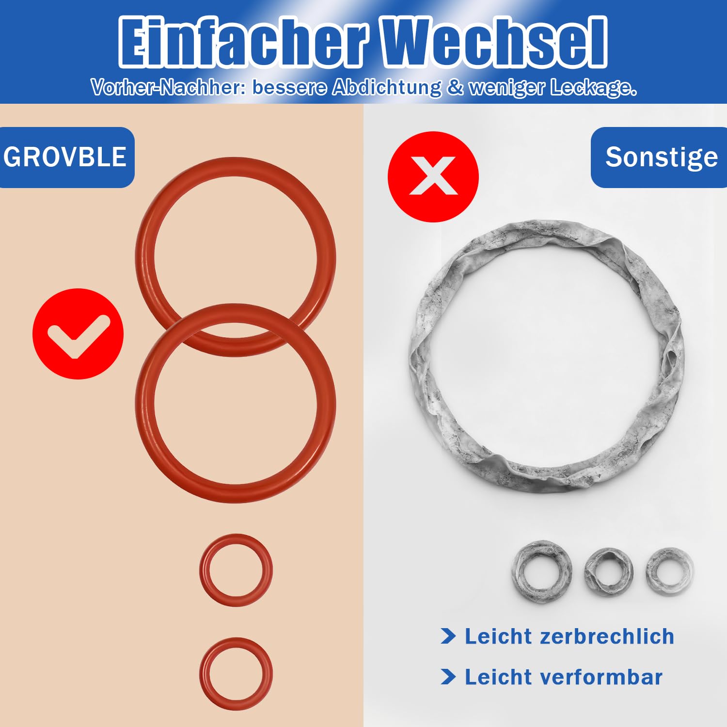 11×O-Ringe Dichtungssatz für Brüheinheit Siemens EQ9 – O-Ring Dichtungen kompatibel mit TE9035/TE9065/TE9075/TE9082/TE9092/TE9265/TE9275 und allen Siemens EQ9 TE9xxx Modellen,5 Bürsten