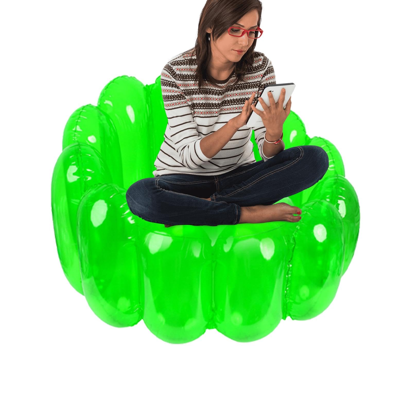 Sofá inflable al aire libre con diseño ergonómico y puf resistente para piscinas